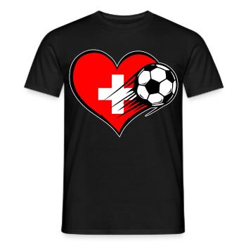 Schweiz Flagge Fußball mit Herz - Männer T-Shirt - Schwarz - Vorne - AI Model Male 178 light (178cm)