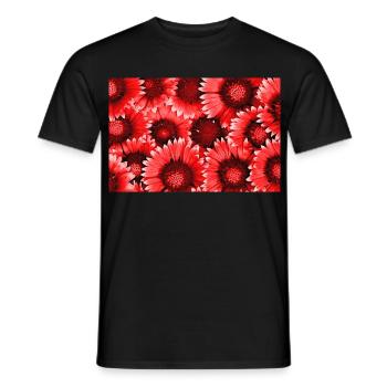 Red Blossoms Pattern - Men's T-Shirt - black - Front - AI Model Male 178 light (178cm)