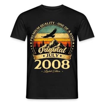 18th Birthday Gift Vintage July Vintage 2008 - Men's T-Shirt - black - Front - AI Model Male 178 light (178cm)