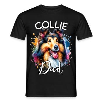 Langhaar Collie Papa - Männer T-Shirt - Schwarz - Vorne - AI Model Male 178 light (178cm)