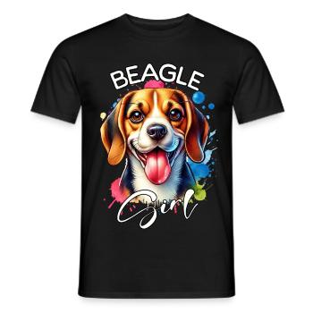 Beagle Girl Beagle - Men's T-Shirt - black - Front - AI Model Male 178 light (178cm)