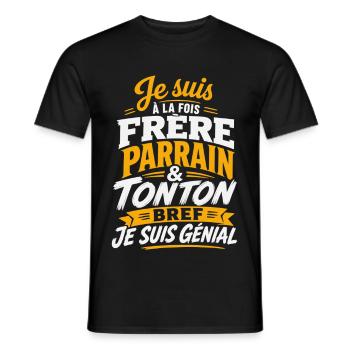 Je suis Fère parrain et tonton Bref je suis génial - T-shirt homme - noir - Devant - AI Model Male 178 light (178cm)