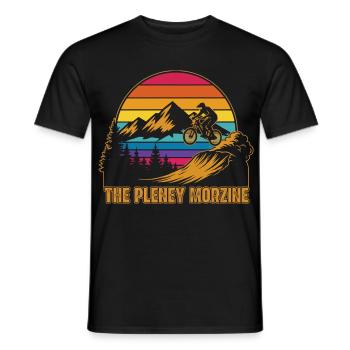Le Pleney Morzine Rétro Coucher de soleil en VTT - T-shirt homme - noir - Devant - AI Model Male 178 light (178cm)