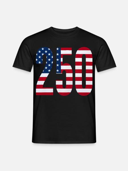 250 American Flag 4th Of July Happy Birthday - Men's T-Shirt - black