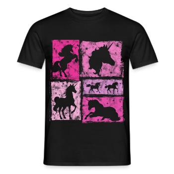 Einhorn Perspektiven – Vintage-Stil Mit Sternen - Männer T-Shirt - Schwarz - Vorne - AI Model Male 178 light (178cm)