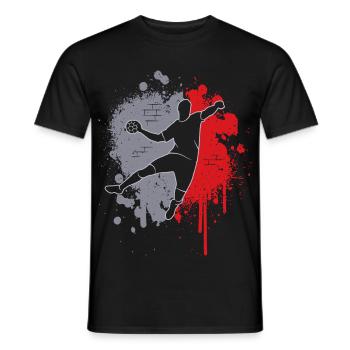 Handballspieler Handballer Farbklecks Handball - Männer T-Shirt - Schwarz - Vorne - AI Model Male 178 light (178cm)