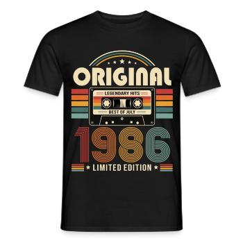 Cadeau pour les 40 ans Millésime Juillet 1986 - T-shirt homme - noir - Devant - AI Model Male 178 light (178cm)