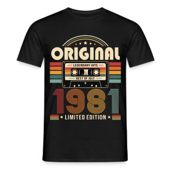 Cadeau pour le 45e anniversaire Millésime de juillet 1981 - T-shirt homme - noir - Devant - AI Model Male 178 light (178cm)