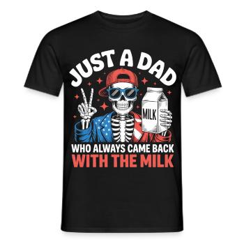 Milk Run Skeleton Dad Tee - Männer T-Shirt - Schwarz - Vorne - AI Model Male 178 light (178cm)