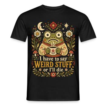 Ich muss komische Sachen sagen, sonst sterbe ich, Frosch - Männer T-Shirt - Schwarz - Vorne - AI Model Male 178 light (178cm)