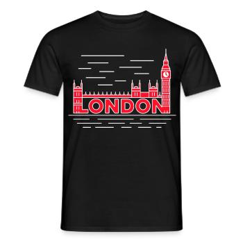 London Skyline Bold Red - Men's T-Shirt - black - Front - AI Model Male 178 light (178cm)