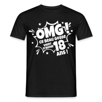 Anniversaire 18 ans Cadeau humour personnalisé - T-shirt homme - noir - Devant - AI Model Male 178 light (178cm)