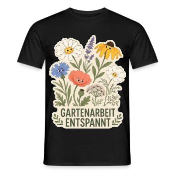 Gartenarbeit entspannt - Männer T-Shirt - Schwarz - Vorne - AI Model Male 178 light (178cm)
