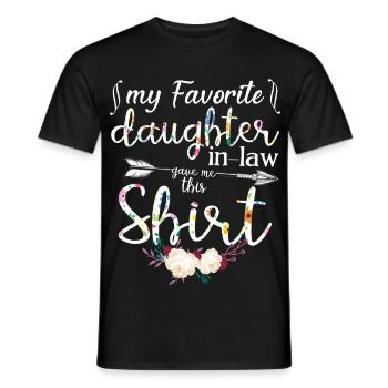 My Favorite Daughter In Law Bought Me This Floral - Men's T-Shirt - black - Front - AI Model Male 178 light (178cm)