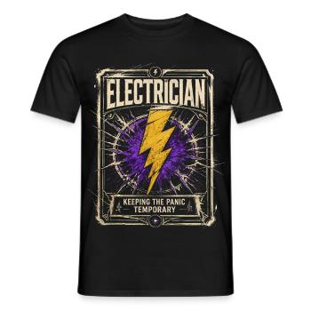 Funny Electrician Quote Retro Workshop Design - Men's T-Shirt - black - Front - AI Model Male 178 light (178cm)