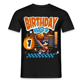 Cadeau de basket pour le premier anniversaire - T-shirt homme - noir - Devant - AI Model Male 178 light (178cm)