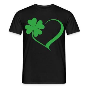 Green Shamrock Heart Design - Men's T-Shirt - black - Front - AI Model Male 178 light (178cm)