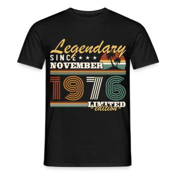 Novembre 1976 Vintage Anniversaire Rétro - T-shirt homme - noir - Devant - AI Model Male 178 light (178cm)