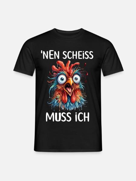 Ein Scheiss muss ich ein lustiger und frecher Huhn - Männer T-Shirt - Schwarz