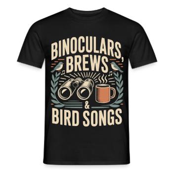 Binoculars, brew & bird songs - Men's T-Shirt - black - Front - AI Model Male 178 light (178cm)