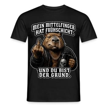 Mittelfinger mit Frühschicht - Männer T-Shirt - Schwarz - Vorne - AI Model Male 178 light (178cm)