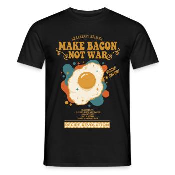 Petit-déjeuner, faire du bacon, pas la guerre, brunch drôle, - T-shirt homme - noir - Devant - AI Model Male 178 light (178cm)