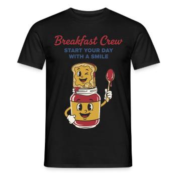 Frühstückscrew startet euren Tag mit einem Lächeln – Brunch - Männer T-Shirt - Schwarz - Vorne - AI Model Male 178 light (178cm)