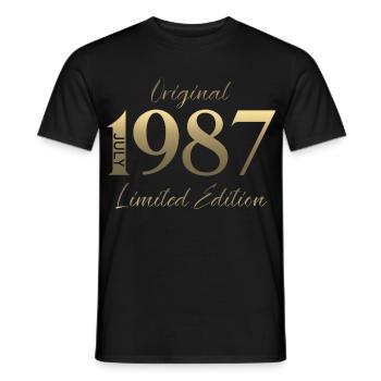 Cadeau du 39e anniversaire Millésime de juillet 1987 - T-shirt homme - noir - Devant - AI Model Male 178 light (178cm)