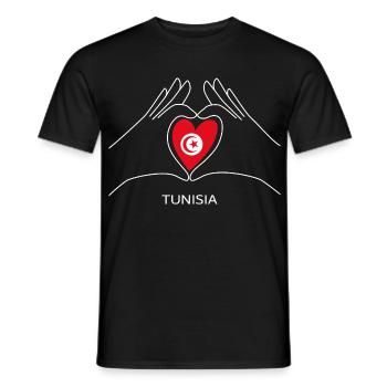 Tunesien Fan Herz Als Tunesische Flagge - Männer T-Shirt - Schwarz - Vorne - AI Model Male 178 light (178cm)
