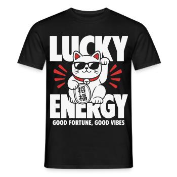 Lucky Energy Cool Cat - Männer T-Shirt - Schwarz - Vorne - AI Model Male 178 light (178cm)
