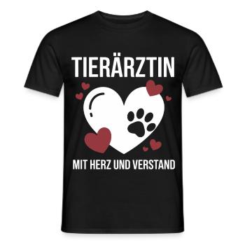Tierärztin Mit Herz Und Verstand Tiere - Männer T-Shirt - Schwarz - Vorne - AI Model Male 178 light (178cm)