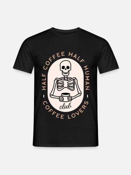 Kaffeeliebhaber-Skelett-Gothic-Ästhetik - Männer T-Shirt - Schwarz