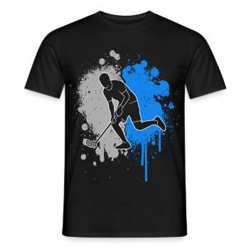 Floorball Players Floorballers Splashes of Color Floorball - Men's T-Shirt - black - Front - AI Model Male 178 light (178cm)