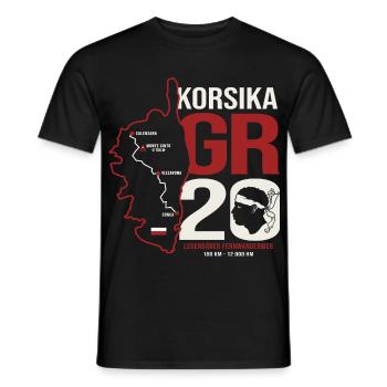 GR20 Finisher Korsika Trekking Wanderung Wanderer  - Männer T-Shirt - Schwarz - Vorne - AI Model Male 178 light (178cm)