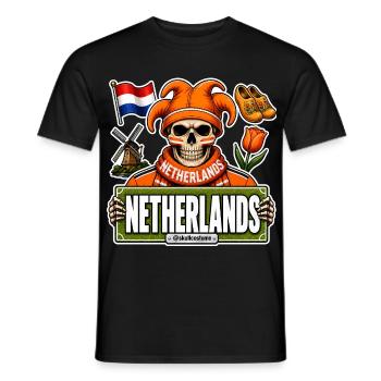 SkullCostume Édition Mondiale : Pays-Bas - T-shirt homme - noir - Devant - AI Model Male 178 light (178cm)