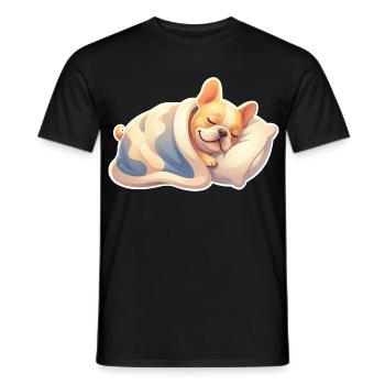 Französische Bulldogge Schlafen - Männer T-Shirt - Schwarz - Vorne - AI Model Male 178 light (178cm)