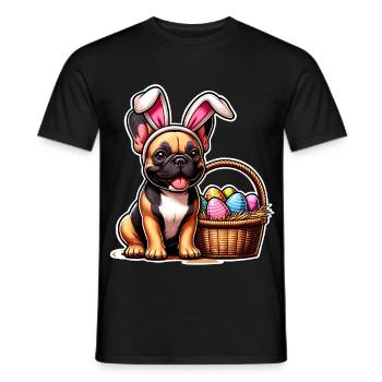 Easter dog with basket and eggs - Men's T-Shirt - black - Front - AI Model Male 178 light (178cm)