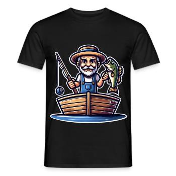 Angler - Männer T-Shirt - Schwarz - Vorne - AI Model Male 178 light (178cm)