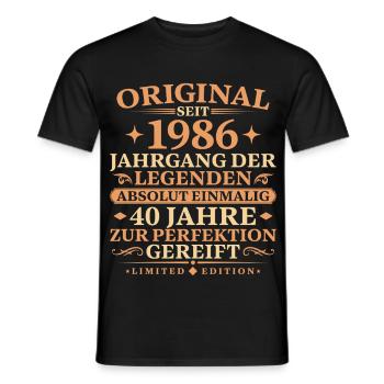 1986 geboren Vintage 40. Geburtstag Geschenk - Männer T-Shirt - Schwarz - Vorne - AI Model Male 178 light (178cm)
