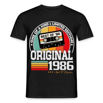 Original 1986 Jahrgang Retro Geburtstag Geschenk - Männer T-Shirt - Schwarz - Vorne - AI Model Male 178 light (178cm)