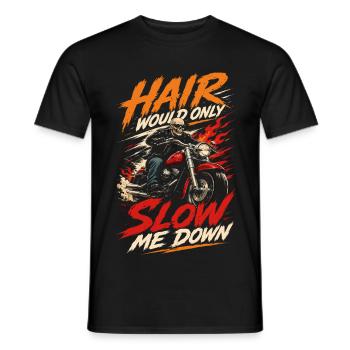 Humour Chauve Motard | Moto Squelette Badass - T-shirt homme - noir - Devant - AI Model Male 178 light (178cm)