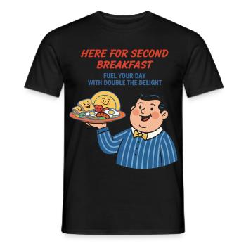 Breakfast Funny Brunch Coffee Second Breakfast - Men's T-Shirt - black - Front - AI Model Male 178 light (178cm)