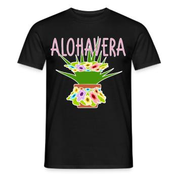 Aloha-Vera Funny Plant Joke Gardener pink - Men's T-Shirt - black - Front - AI Model Male 178 light (178cm)