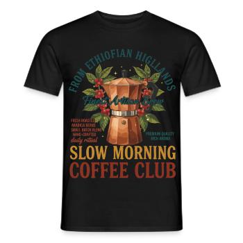 Breakfast Coffee Slow Morning Coffee Club Brunch - Men's T-Shirt - black - Front - AI Model Male 178 light (178cm)