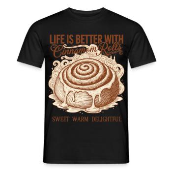 La vie au petit-déjeuner est meilleure avec des roulés à la cannelle - T-shirt homme - noir - Devant - AI Model Male 178 light (178cm)