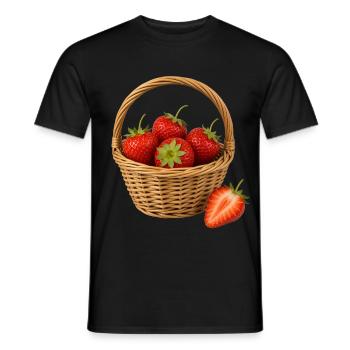 A strawberry basket of fruit and fruit strawberries - Men's T-Shirt - black - Front - AI Model Male 178 light (178cm)