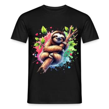 Faultier Geschenk - Männer T-Shirt - Schwarz - Vorne - AI Model Male 178 light (178cm)