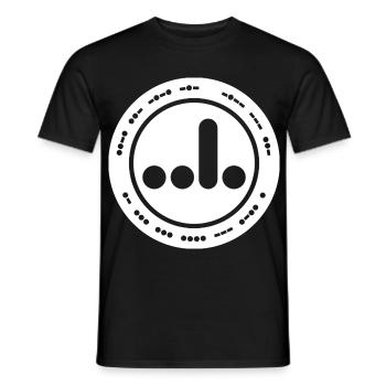 Va te faire foutre, espèce de avec le badge en code Morse - T-shirt homme - noir - Devant - AI Model Male 178 light (178cm)
