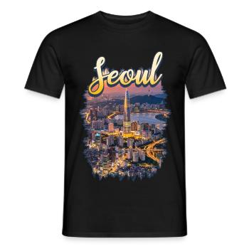 Corée, Séoul, ville sud-coréenne - T-shirt homme - noir - Devant - AI Model Male 178 light (178cm)