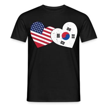 Südkorea und US-Flagge Amerikanisch Koreanisch - Männer T-Shirt - Schwarz - Vorne - AI Model Male 178 light (178cm)